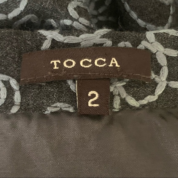 TOCCA Embroidered A-Line Skirt Cotton Blend Gray Blue Floral Size 2 - Picture 2 of 12